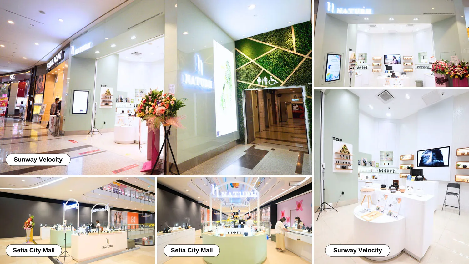 A collage photo of Naturh Brand at Sunway Velocity and Setia City Mall